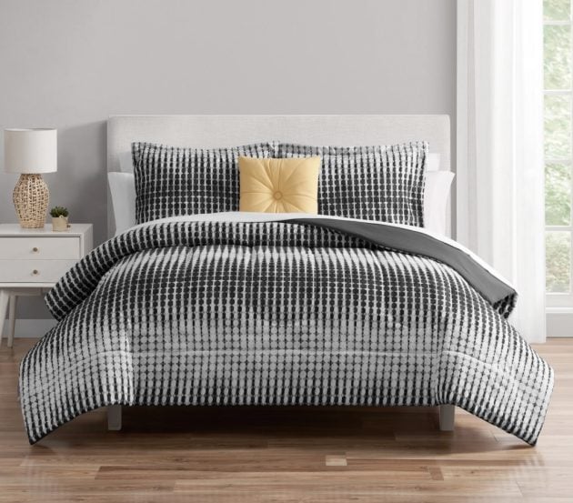 Mainstays Black and White Geo Stripe 10 Piece Bed in a Bag Comforter Set 